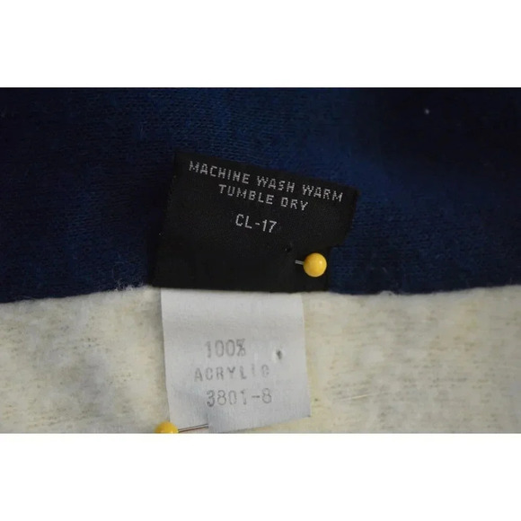 Vintage JCPenney Men's XL Sweater Cream & Navy 100% Acrylic Colorblock Design - Picture 5 of 6